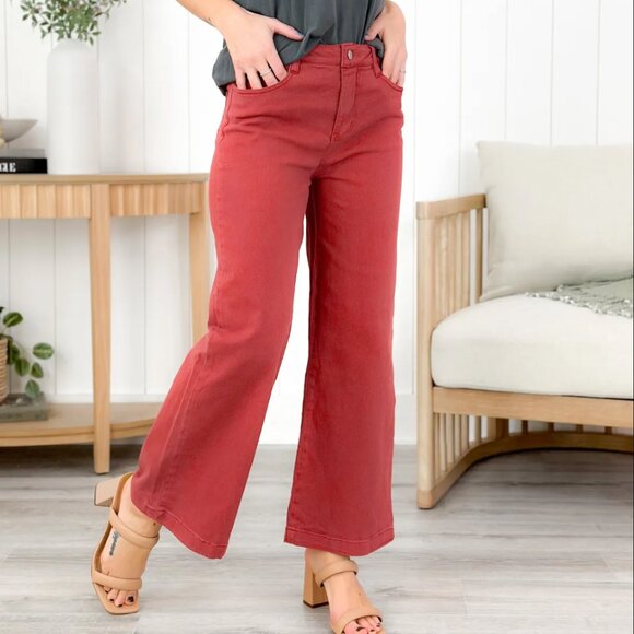 High Waist Wide Leg in Rust - Picture 2 of 9